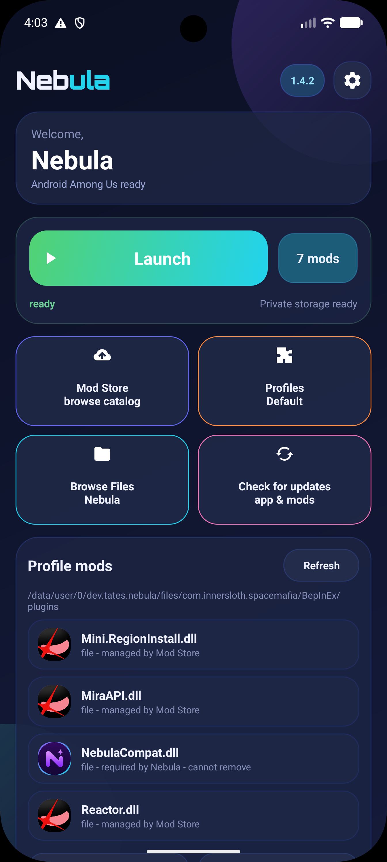 Nebula app screenshot